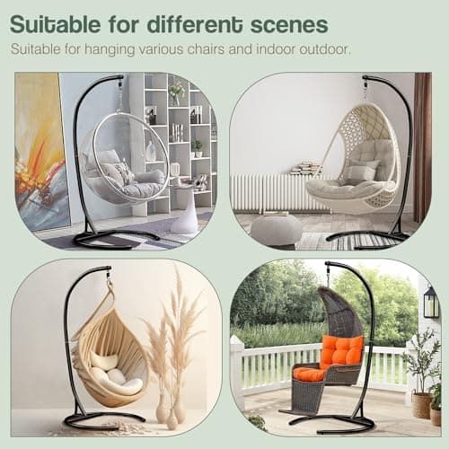 Hammock Stand Only Max 300lbs Hammock Chair Stand Only Heavy Duty Hanging Chair Stand Only 360 Degree Rotation C Stand Frame for Egg Chair Indoor Outdoor Porch Swing, Black
