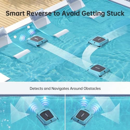 Solar Pool Skimmer Robot: Automatic Cordless Robot Solar Powered Pool Skimmer Cleaner for Pool Surface with Dual Charging Options Path Optimization Two Speed Modes Saltwater Compatibility