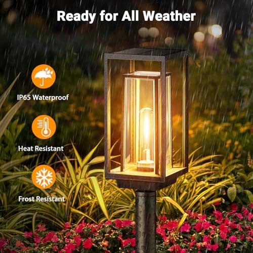 Bright Solar Pathway Lights Outdoor, Large Panel Solar Lights Waterproof, Auto On/Off, Over 12 Hours Runtime, Garden Light, Lighting for Path Yard Walkway Driveway Decor, 4 Pack