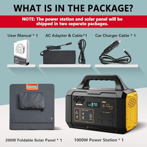 Solar Generator 1024Wh Portable Power Station with Solar Panel Included, LiFePO4 (LFP) Battery, with 120V AC Outlet for RV Camping Outdoor Home Emergency Backup, Fast Charging