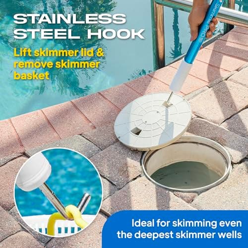Skimmie Pro (Short Version) 22.5” Pool Skimmer: Lightweight, Fine Mesh Net, & Stainless Steel Hook – Ideal for In-Ground/Above-Ground Pools, Fountains, Ponds, Hot Tubs, & Cold Plunges