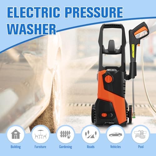 Electric Pressure Washer 4800PSI 2.9GPM with 4 Nozzles, 25FT Hose & Soap Tank, for Cars, Patio, Pool Cleaning (Orange)