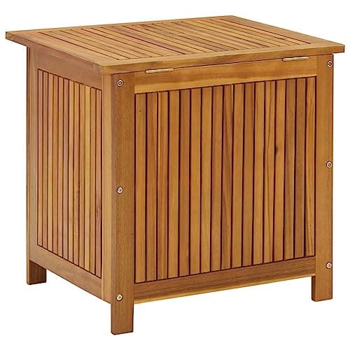 vidaXL Outdoor Storage Box, Deck Box with Lid, Storage Chest with Water-Resistant Bag Inside, 23.6''x19.7''x22.8'', Solid Acacia Wood
