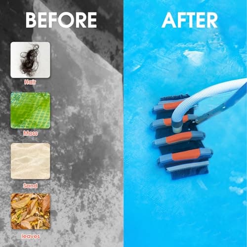 Heavy Duty Pool Vacuum Head with Side Brush & Wheels for Vinyl Liner Professional Weighted Swimming Pool Vac Cleaner Heads for Inground & Above Ground Pool - Orange