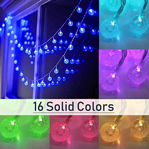 Mocalido 50ft Color Changing Globe String Lights Indoor, Hanging Colored Lights for Bedroom 75 LED USB Powered with Remote, Fairy Lights Classroom, Camping Tent Decor