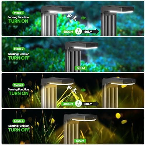 Solar Pathway Lights Outdoor 4Pack, 400LM Motion Sensor Walkway Lights with Warm/Cool White, 12H Lasting, IP65 Waterproof Solar Powered Landscape Lighting for Garden, Yard