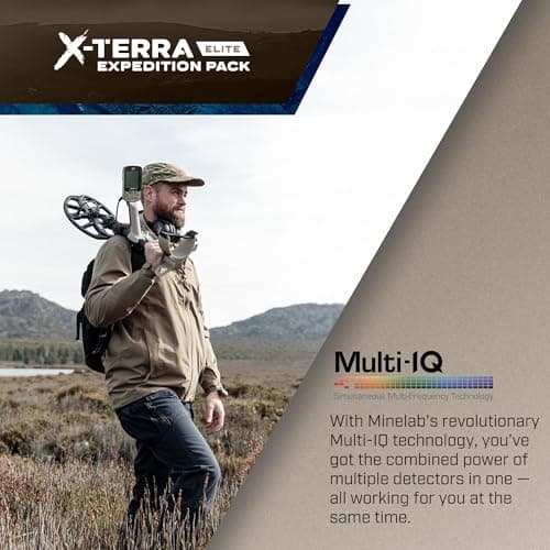 MINELAB X-Terra Elite Expedition, Waterproof, All Terrain Treasure Metal Detector, Multi-IQ Precision Targeting, Included V8X Coil, V12X Coil, ML85 Headphones, Charging Cable & PRO-FIND 40 Pinpointer