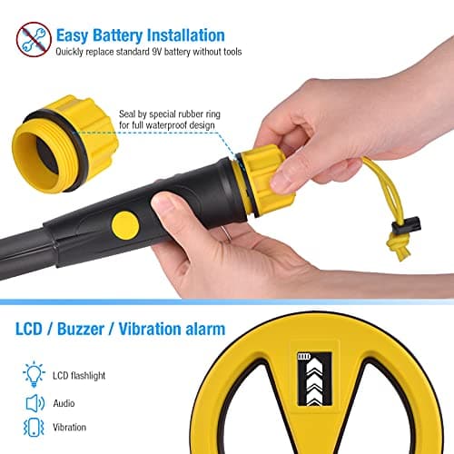 Underwater Metal Detector Handheld,100 Feet Fully Waterproof Metal Detector for Adults,Mini Gold Finder Pulse Induction with LED and Power Indicator for Scuba Diving Beach Backyard Treasure