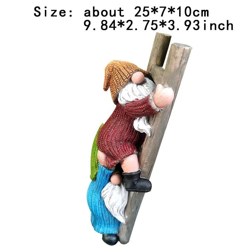 Garden Gnome Statue, Funny Climbing Ladder Gnomes Figurine Resin Sculpture Outdoor Decor for Patio Yard Lawn Porch Ornaments Gift