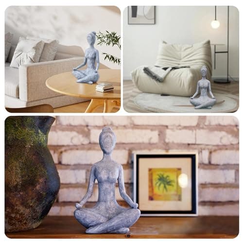 Goodeco Zen Lady Garden Outdoor Statue - Resin Collectible Figurines for Home Decor Accents & Shelf Decoration, Great Gift Ideas, 11.4 Inches (Grey)