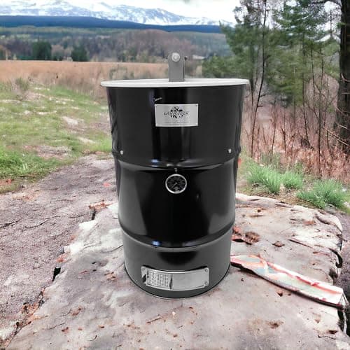 LavaLock DIY 30 Gallon Premium UDS Smoker Kit COMPLETE with DRUM, Charcoal Basket, Cooking Grate, Intake, Smoke Stack, Thermometer, Lid Handle UDS KIT