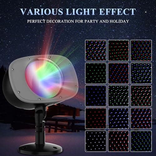 Christmas Snowfall Projector Lights Outdoor, Dynamic Snow Falling Lighting Effects Holiday Projector Lights for Xmas Moving Points Landscape Lights for House, Garden Yard Club Pub Decorations