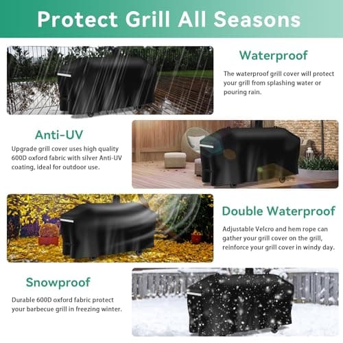 79 inch GC7000 Grill Cover for Smoke Hollow 4 in 1 Combo PS9900 PS9900-SY18 8500 47180T, Tc37118, 600D Outdoor Smoker Cover for Pit Boss Memphis Ultimate 4-in-1 KC Combo Platinum Series