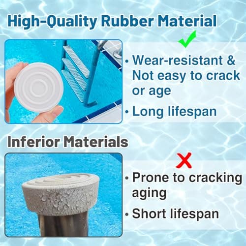 Pool Ladder Bumpers for Inground Pool - 4Packs Inside Plug Caps fit 1.9" Standard Steps Tubing, Rubber Foot Cover Protect Swimming Pool Liner