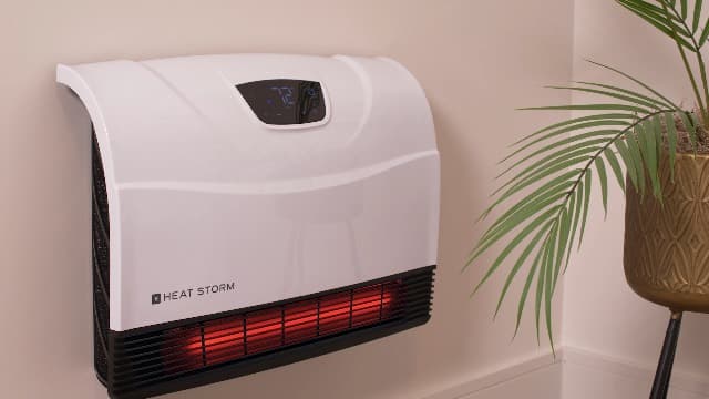 Heat Storm Phoenix HS-1500-PHX, Infrared Space Heater with Attachable Feet, Remote Control, Energy Efficient-750-1500 Watts, Gray Floor or Wall