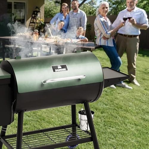 Grills HWPG-550B Electric Wood Pellet Smoker Grill, 565 SQ.IN Cook Area Pellet Grill with Auto Feed & PID Temperature Control (180-450°F), 8 in 1 BBQ Grill & Meat Probe for Backyard Outdoor
