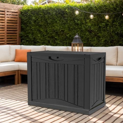 Outdoor Resin Storage Deck Box, 48 Gallon Capacity, Weather-Resistant, Black