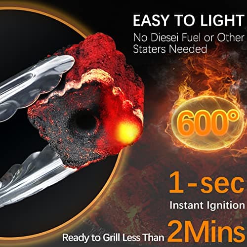Quick Light Charcoal Instant Light Hardwood Lump Charcoals Premium Instant Charcoal Briquettes for BBQ Grilling Camping Outdoor 210 mins Long Lasting Low Smoke Clean Burning 4 Rolls 12 PCs