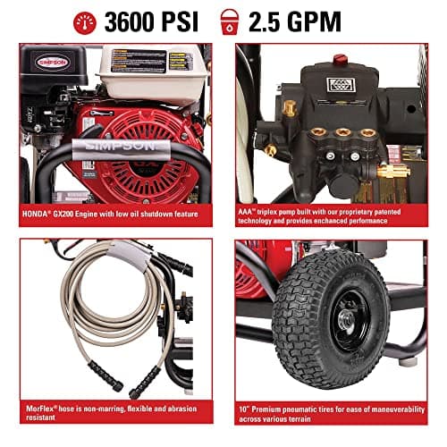SIMPSON 60996 PowerShot 3600 PSI 2.5 GPM Professional Gas Pressure Washer with AAA Triplex Pump