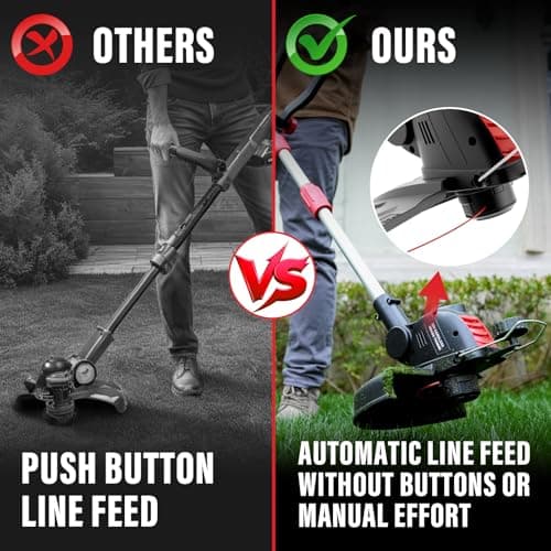 MZK 20V 12'' Cordless String Trimmer, Grass Trimmer&Edger with 4 Replacement Spools, Battery Powered Lightweight Weed Trimmer with Auto Line Feed(Battery and Fast Charger Included)