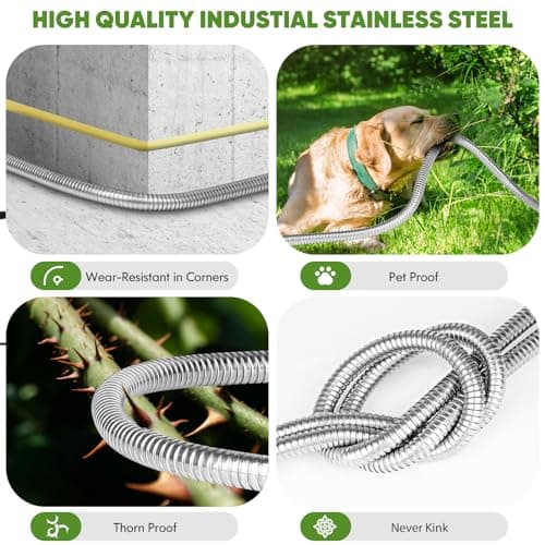 Garden Hose 50 ft, Stainless Steel Water Hose with 10 Function Nozzle Flexible, Heavy Duty, Lightweight, No-Kink, Pet Proof, Puncture Proof Hose Metal for Yard, Outdoor