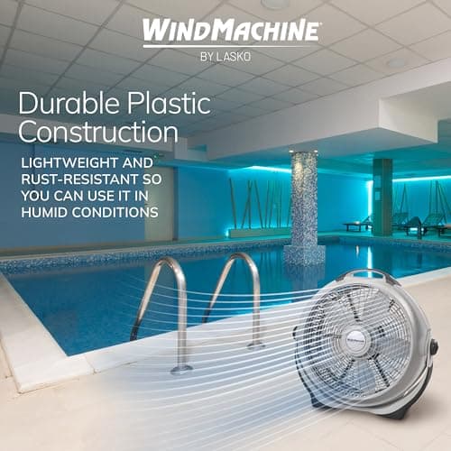 Lasko Wind Machine Air Circulator Floor Fan, 3 Speeds, Pivoting Head for Large Spaces, 20", 3300, White