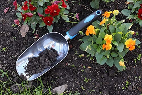 Sinoer Transplanter Trowel, Soil Scoop - Extra Large Aluminum Scoop for Soil, Fertilizer, Feed Scoop - Double Size Moves 2X Volume - Bend-Proof - Comfort Grip Handle