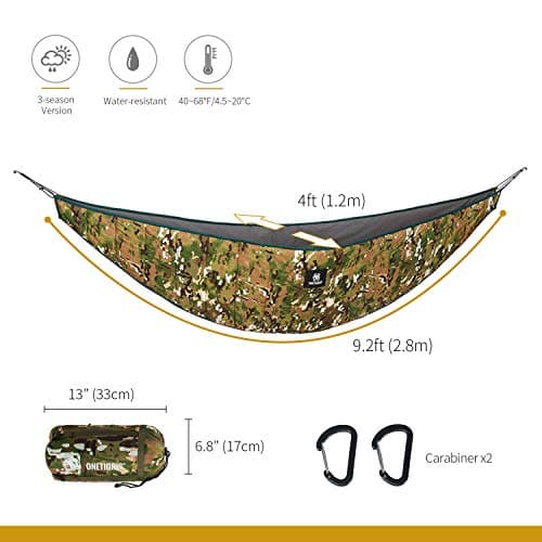 OneTigris Hideout Hammock Underquilt, Lightweight 4 Season Hammock Gear for Camping, Hiking, Backpacking, Travel, Beach, Backyard, Patio, Portable