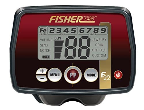 Fisher Labs F22 Weatherproof Metal Detector with 11 Inch Weatherproof Coil, All-Purpose, High-Sensitivity, Deep Seeking Metal Detector, Pinpoint, Easy to Use, Red