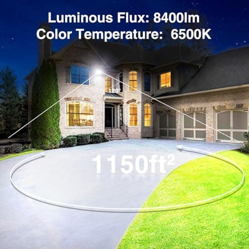 Onforu 60W Flood Lights Outdoor, 8400lm Bright LED Work Light with Plug, 6500K Daylight White LED Flood Lighting, IP66 Waterproof Security Yard Lights for Garage Stadium 2 Pack