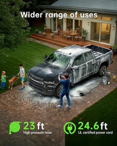 Pressure Washer, 4800PSI 3.0 GPM Max Electric Power Washer with Foam Cannon 48FT Total Long High Pressure Washer for Cars, Fences, Patios, Decks, Patios and Driveway Powerwasher