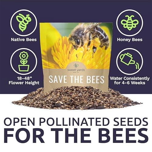Bee Friendly Wildflower Seed Mix - Bulk 1 Ounce Packet - Over 7,500 Open Pollinated Seeds - Save The Bees!