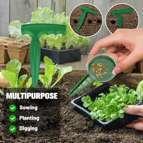 4Pcs Bulb Planter Tool - Widger and Dibber for Planting - Garden Dibber Tool for Vegetable and Flowers Seeding Easy Transplanter