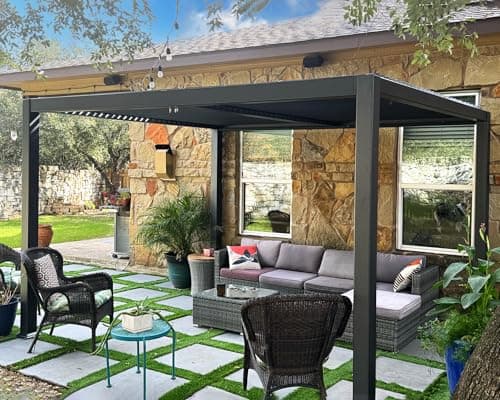 PURPLE LEAF Louvered Pergola 10' x 12' Patio Aluminum Pergola with Independent Adjustable Rainproof Roof Hardtop for Outdoor Deck Garden Yard