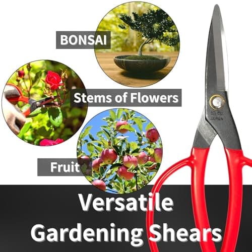 Garden Scissors 6.5” Razor Sharp Japanese Carbon Steel Blade, All Purpose Garden Shears for Trimming Bonsai, Flowers, Plants, Made in JAPAN