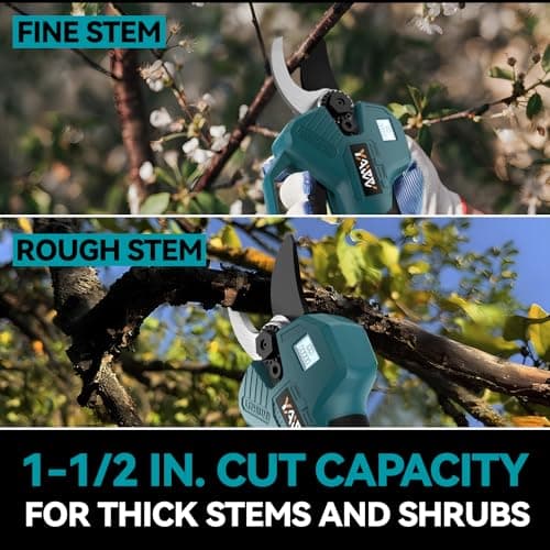 Brushless Electric Pruning Shears for Makta 18V Battery, Portable Cordless Pruning Shears with LCD Display＆SK5 Blades, Adjustable Cutting Diameter 0.8-1.2 Inch for Gardening Tree Pruning(NO Battery)