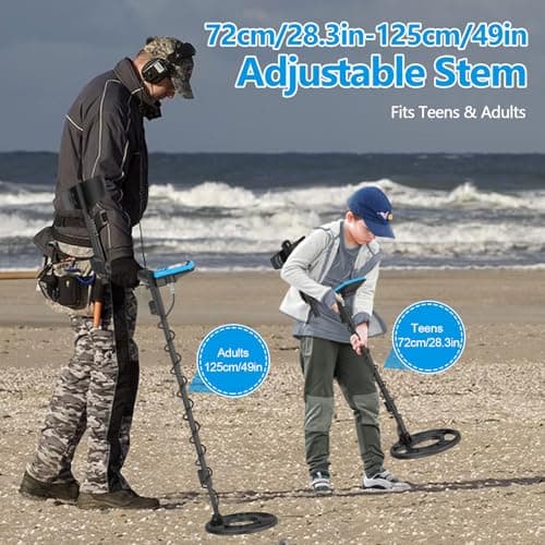 OMMO Metal Detector for Adults With Adjustable Stem, 5 Detection Modes, Higher Accuracy Gold Detector, IP68 Waterproof Coil for Detecting Treasure