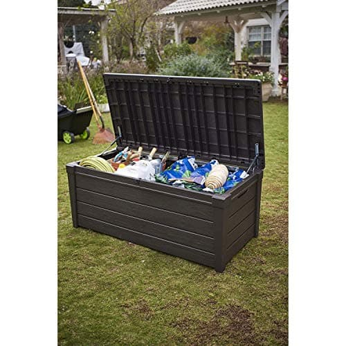 Keter Outdoor Storage Deck Box, Waterproof Patio & Pool Bin, Large, 120 Gallon, Brown