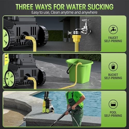 Electric High Pressure Washer - Duede Portable Washer with 23 FT Water Outlet & 6.6 FT Inlet Hose, Steel Spray Wand, Foam-Adjustable Cannon, 4 Nozzle Set, Cleans Car/Patio/Fence/Window, 3800PSI 2.4GPM