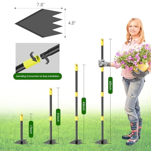 Hoe Garden Tool Long Handle Weeding Garden Hoe 2 in 1 Adjustable Length 60 inch Yard Tool for Planting