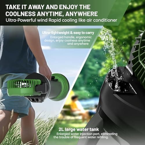 Portable Misting Fan with Remote & 30000mAh Rechargeable Misting Fans for Outside Patios Camping Beach & Workshops Mist Fan Portable for Outdoor/Indoor 2L Water Tank RGB Light 4 Speeds & Spray