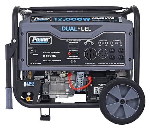 Pulsar G12KBN Heavy Duty Portable Dual Fuel Generator - 9500 Rated Watts & 12000 Peak Watts - Gas & LPG - Electric Start - Transfer Switch & RV Ready - CARB Compliant