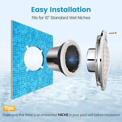 SURAIELEC 12V AC Pool Lights for Inground Pool, 10 inch Underwater Pool Light Replacement, 35W LED, 3000LM, 6000K Cool White, Swimming Pool Light for Pentair Wet Niches, 50FT Cord