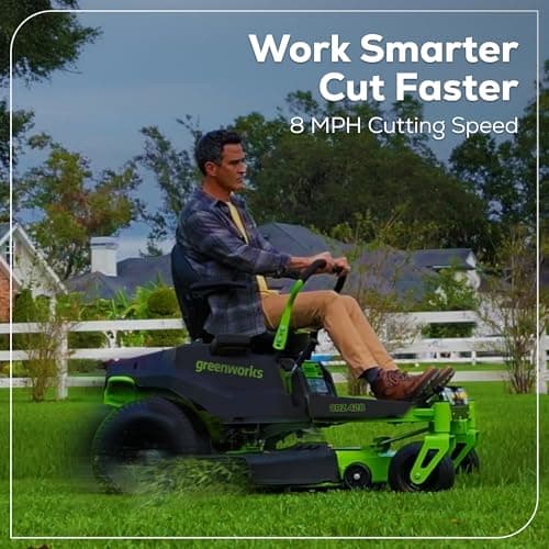 Greenworks 80V 42" CROSSOVERZ Zero Turn Lawn Mower, (4) 5.0Ah Batteries and (600W) Plug in Charger