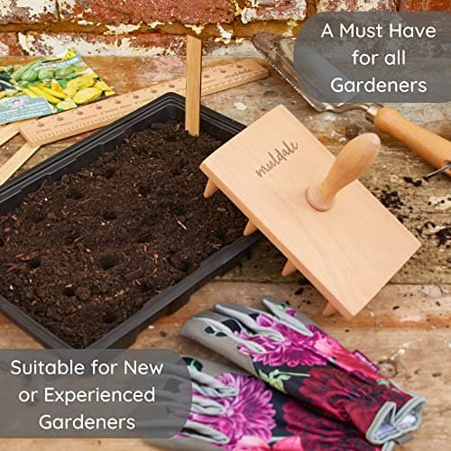 Muldale Multi Seed Dibber Garden Tool - Seedling Spacing Tool with Handle - Plant Dibber Yard - Seed Spacer - Made in England - Dibbler Gardening Accessory