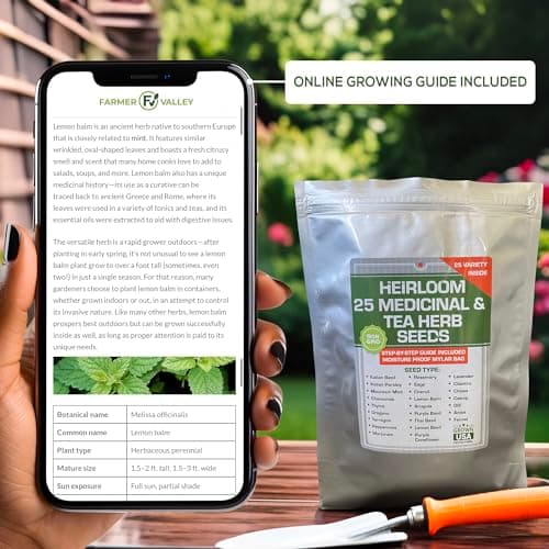 Set of 25 Medicinal Herbs and Herbal Tea Garden Seed Collection - Assorted Culinary Herb Seeds Variety Pack Including Lavender, Chamomile, Thyme, Oregano, Marjoram, and More
