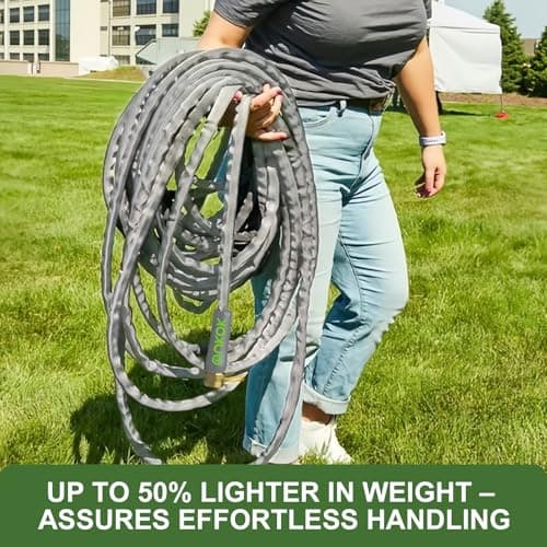 2025 Upgraded 50FT Non-Expanding Garden Hose, Ultra-Light & Flexible Water Hose - Burst-Resistant, Kink-Free, High-Pressure, All-Weather Use for Lawns, Gardens, and Outdoor Cleaning