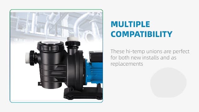(2-Pack) 2" MIP x 2" PVC Hi-Temp Unions, Compatible with Pentair Whisperflo & Intelliflo Pool Pumps - Hand-Tightened Pool Pump High Temp Unions - Replacement for Schedule 40 Male Adapters