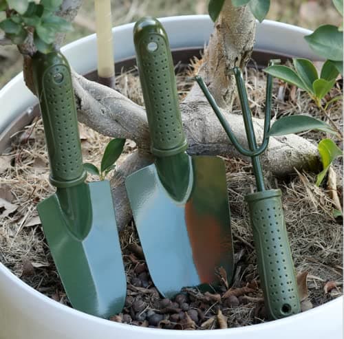 3 Pieces Small Gardening Hand Shovel Garden Trowel Transplanter Lightweight Comfortable Ergonomic Handle Gardening Tool Set Potted Plants Handle Garden Tool for Houseplant (Small)