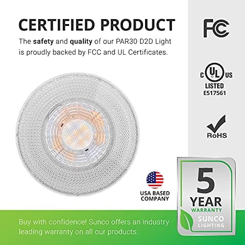 Sunco LED PAR30 Dusk to Dawn Light Bulb for Outside Porch, Patio, Backyard, 11W=75W, 850 LM, Selectable CCT 2700K/3000K/4000K/5000K, Non-Dimmable, Photocell Sensor, UL 4 Pack
